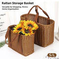 Imitation Rattan Woven Basket with Handles - Small (29 x 15 x 20 cm) - view 2