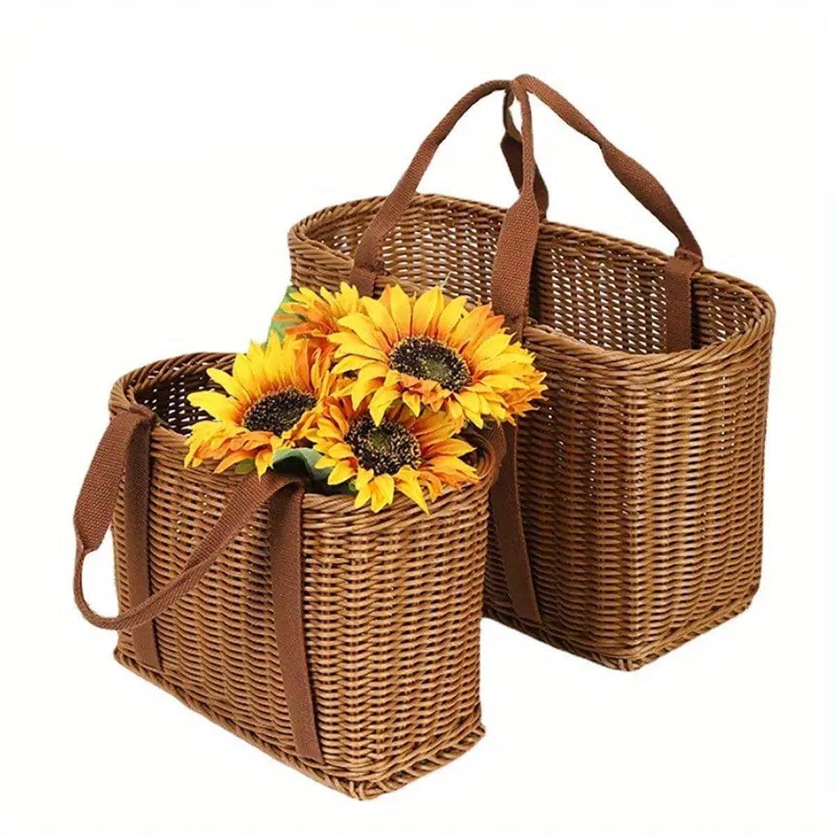 Imitation Rattan Woven Basket with Handles - Small (29 x 15 x 20 cm) - view 3