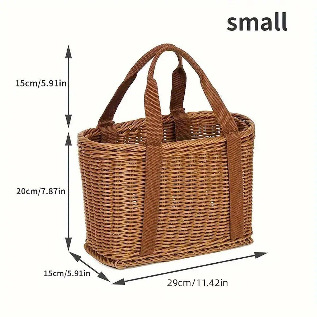 Imitation Rattan Woven Basket with Handles - Small (29 x 15 x 20 cm) - view 4
