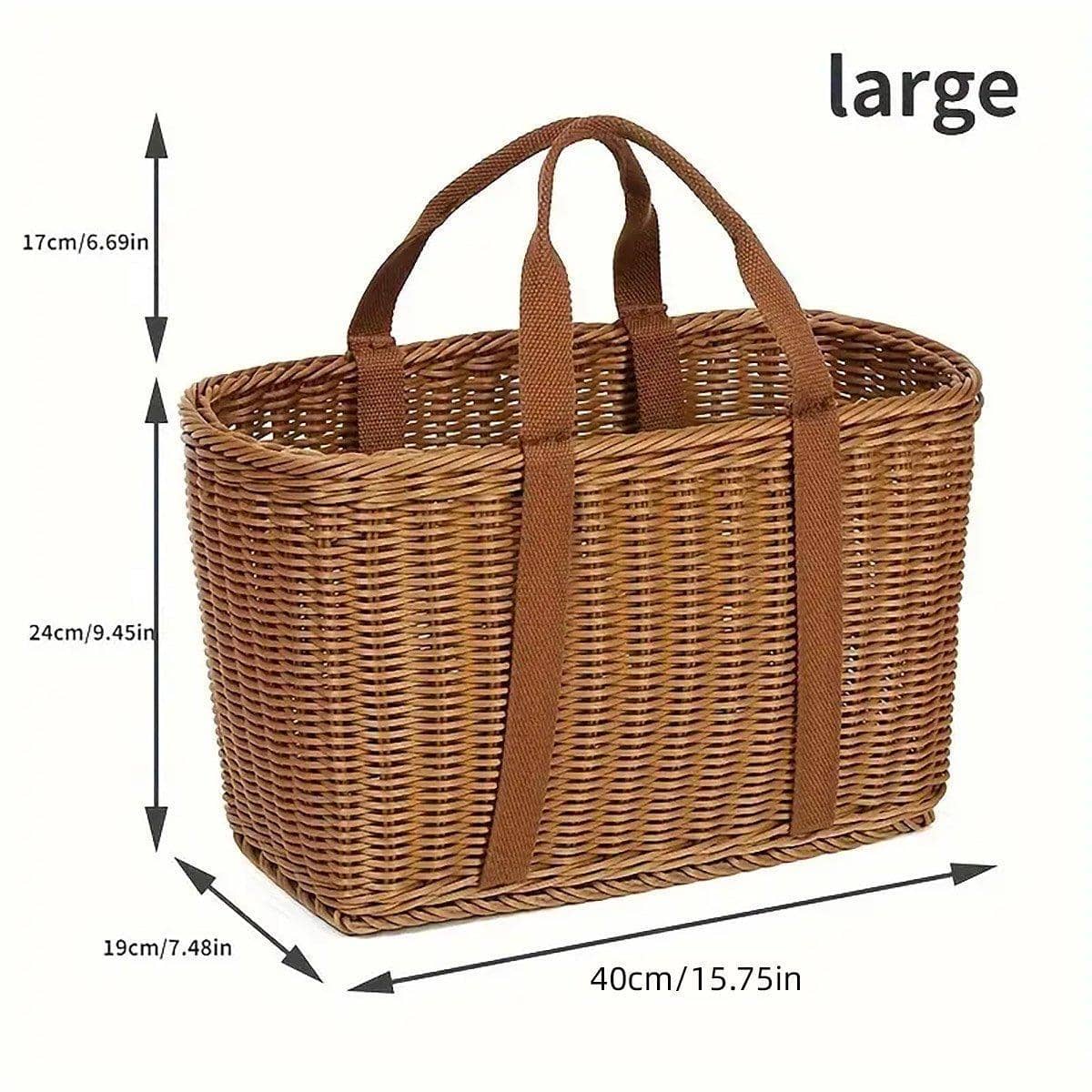Imitation Rattan Woven Basket with Handles - Small (29 x 15 x 20 cm) - view 5