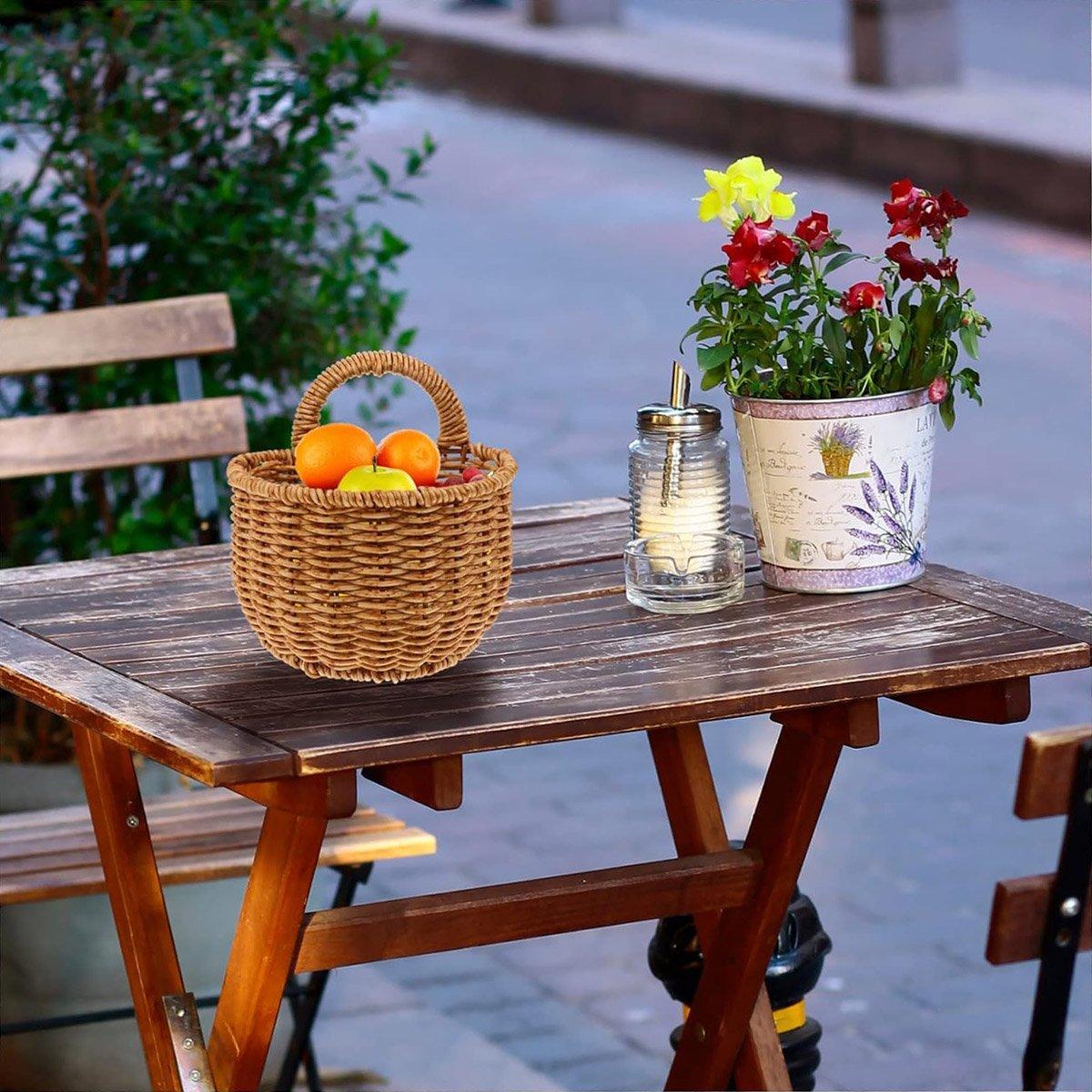 Imitation Rattan Woven Hanging Basket for Wall Storage - Small - view 10