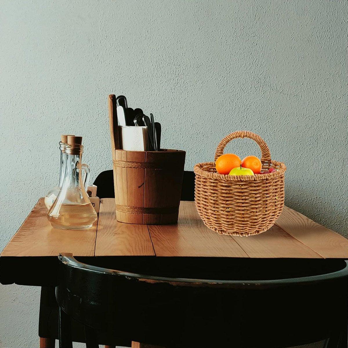 Imitation Rattan Woven Hanging Basket for Wall Storage - Small - view 11