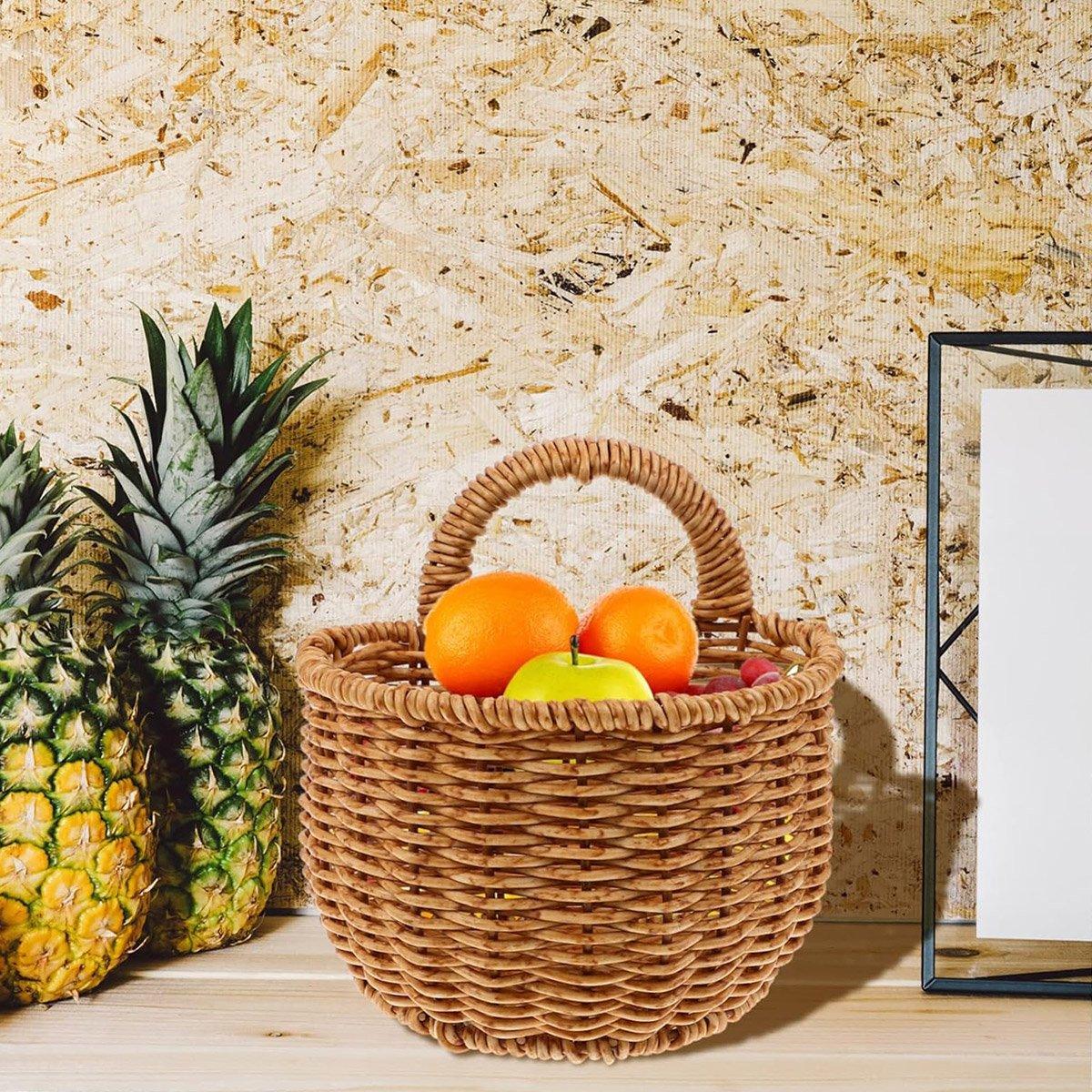 Imitation Rattan Woven Hanging Basket for Wall Storage - Small - view 8