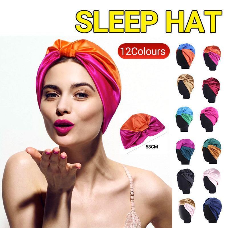 Imitation Silk Sleeping Cap for Women - Pink - view 13