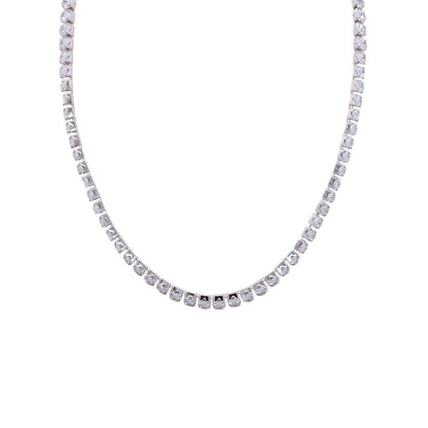 Imitation Zircon Gem Necklace - Silver