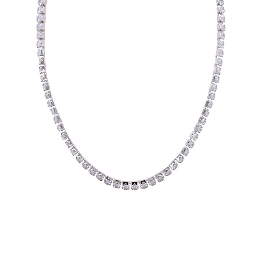 Imitation Zircon Gem Necklace - Silver