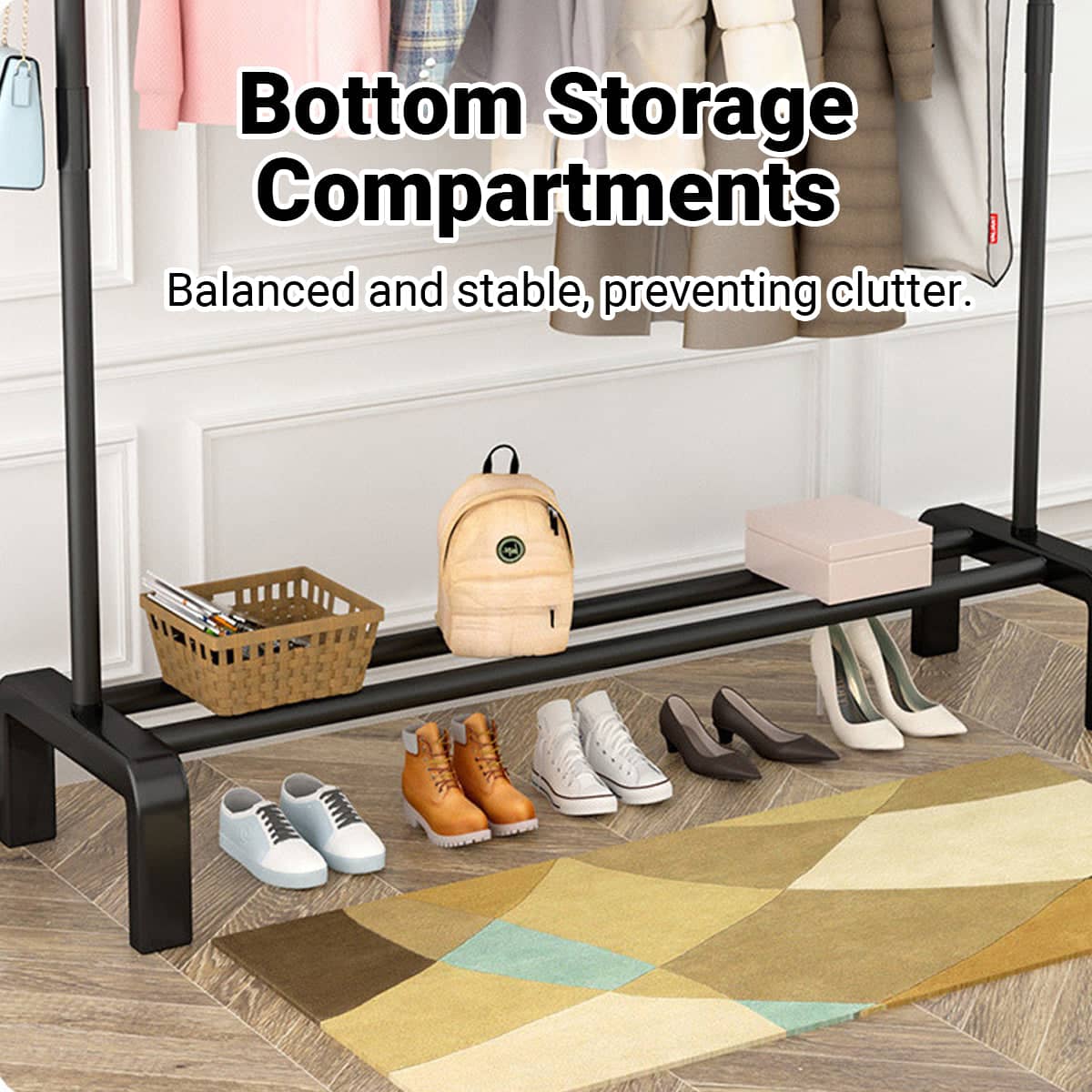 Indoor Clothes Drying Rack Space Saving for Laundry and Bedroom - Black - view 4