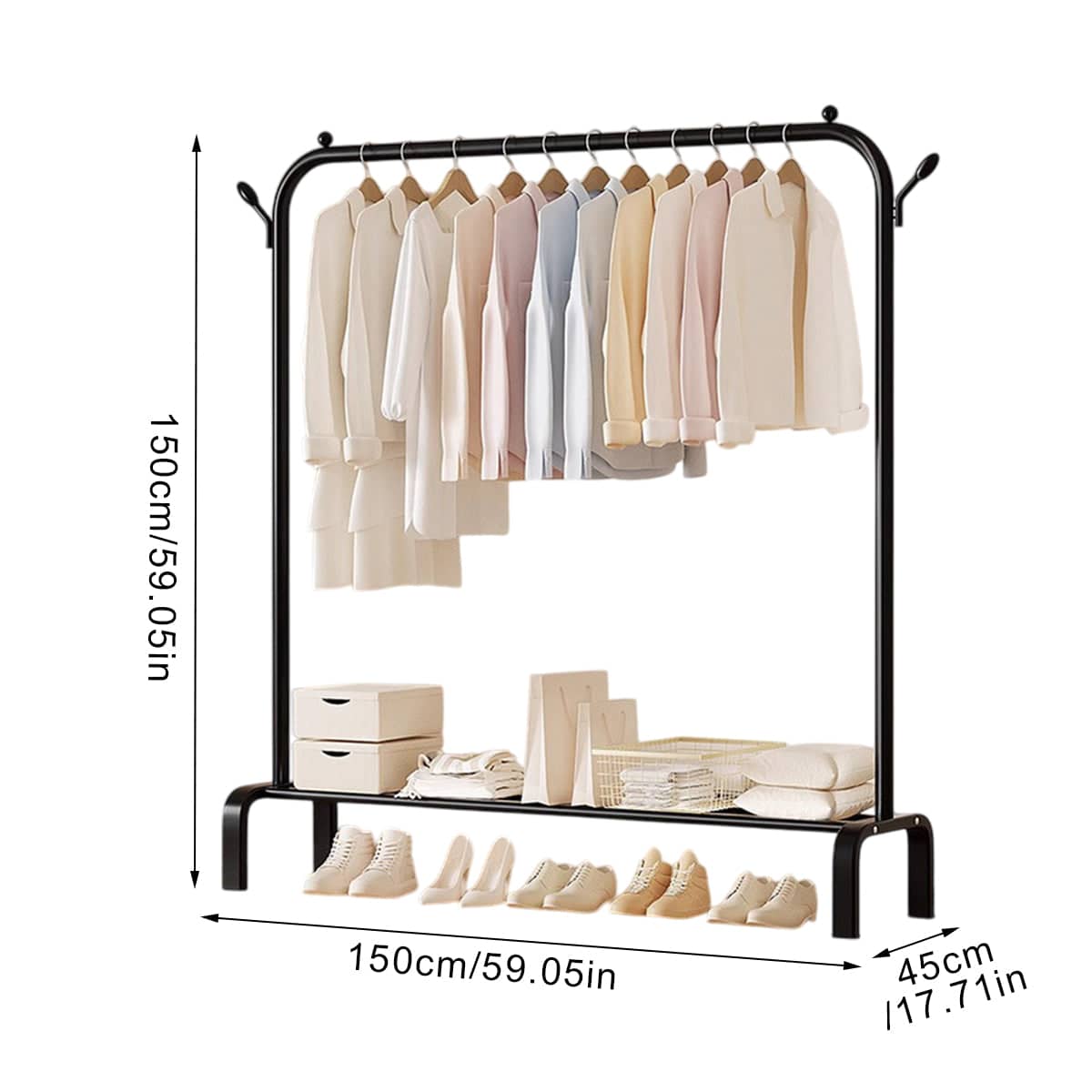 Indoor Clothes Drying Rack Space Saving for Laundry and Bedroom - White - view 3