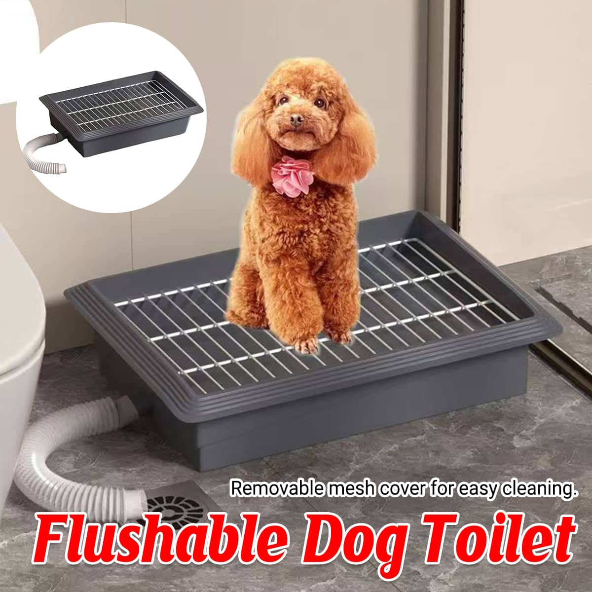 Indoor Dog Toilet Potty Training Tray with Drain Hose for Dogs