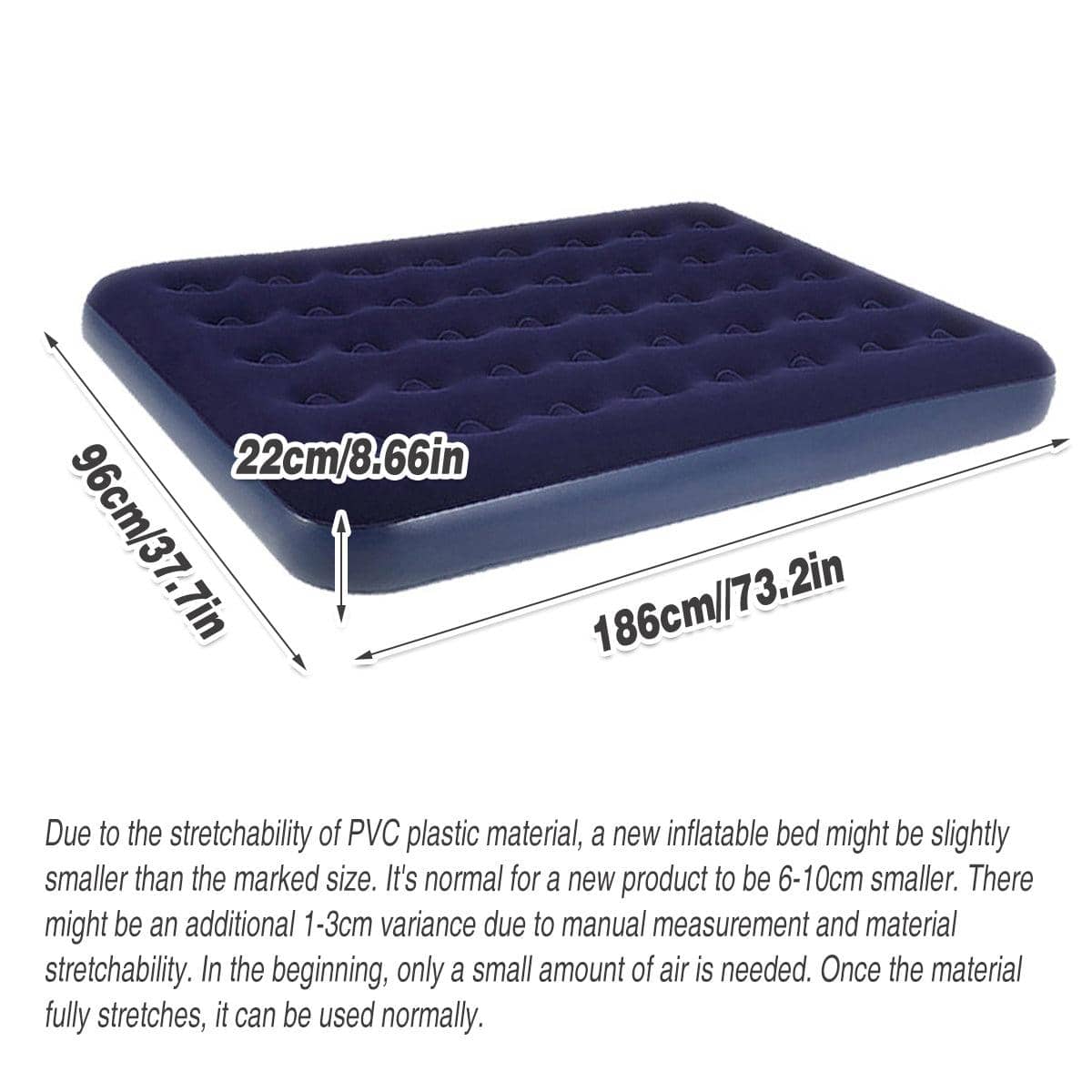 Inflatable Airbed Single (186 x 96 x 22 cm) with Hand Pump - view 3