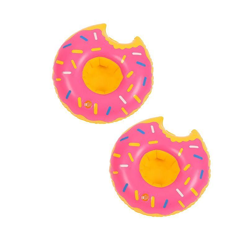 Inflatable Drink Holders 2 Pack for Pool Parties - Pink Donut