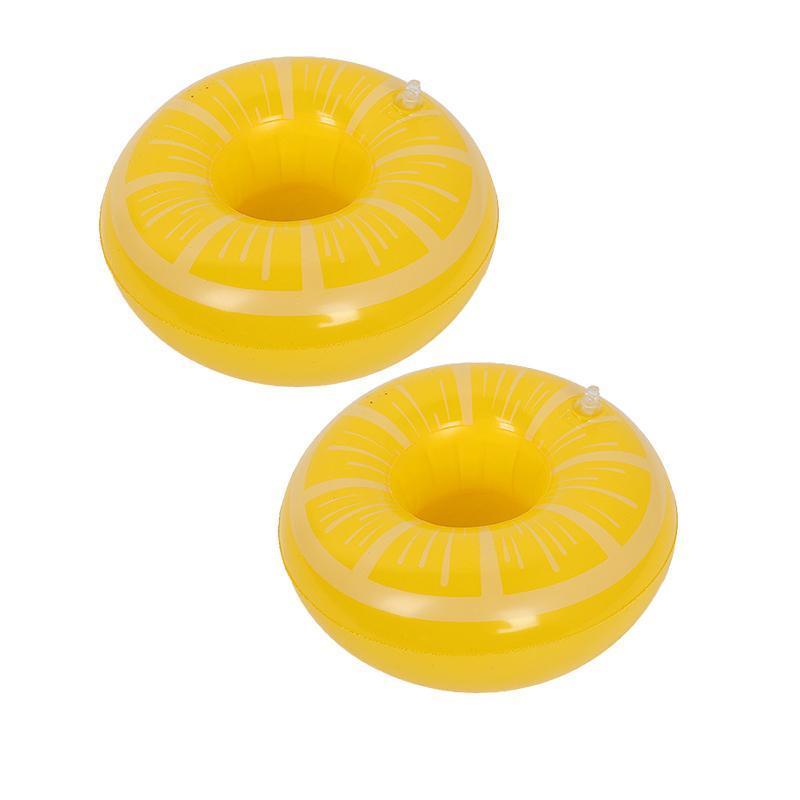 Inflatable Drink Holders 2 Pack for Pool Parties - Yellow Lemon