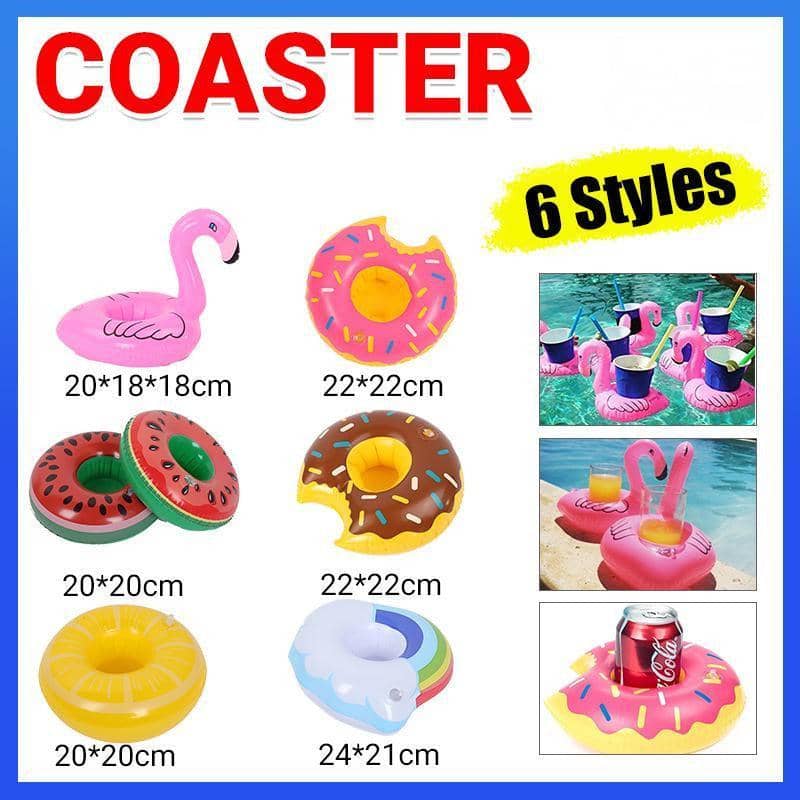 Inflatable Floating Drink Holders for Pool and Bath, Pack of 5 - Pink Flamingo - view 2
