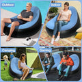 Inflatable Lazy Sofa Recliner with Footrest and Foot Pump - Blue - view 5