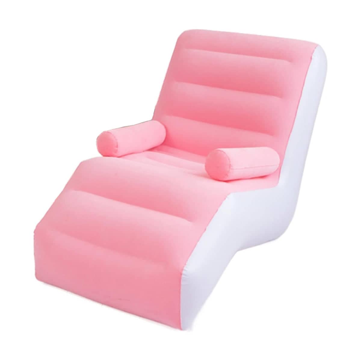 Inflatable Lounge Chair Recliner Air Couch Folding Seat, Pink - view 2