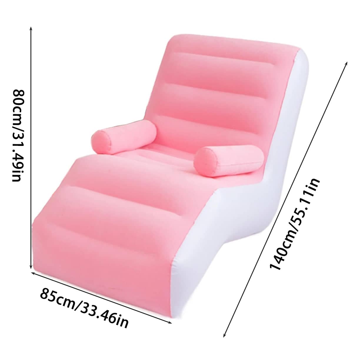 Inflatable Lounge Chair Recliner Air Couch Folding Seat, Pink - view 3