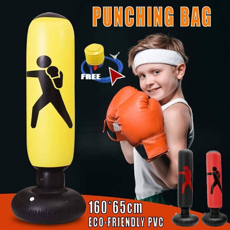 Inflatable Punching Bag 160 x 65 cm with Pump - Black - view 2