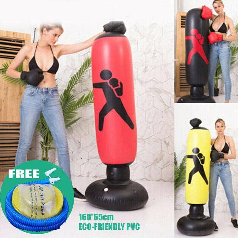 Inflatable Punching Bag 160 x 65 cm with Pump - Black - view 3