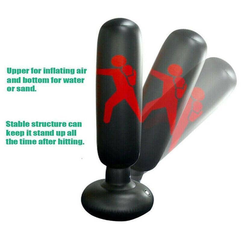 Inflatable Punching Bag 160 x 65 cm with Pump - Black - view 4