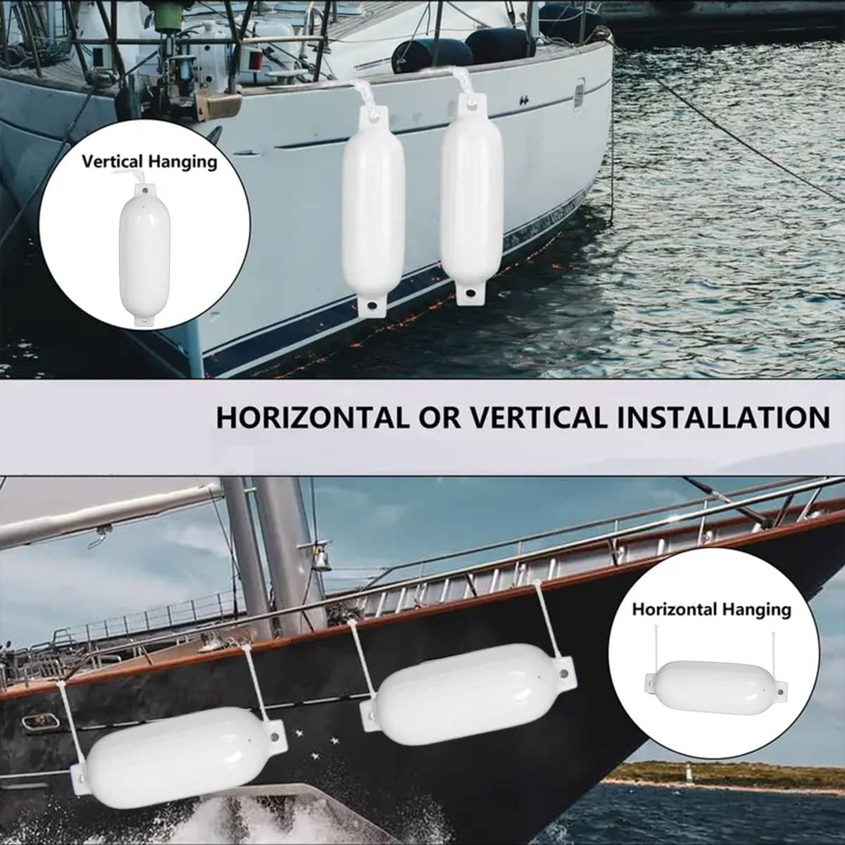 Inflatable PVC Yacht Fender 58 x 16 cm, Marine Anti Collision Airbag Pad for Boats - White - view 5