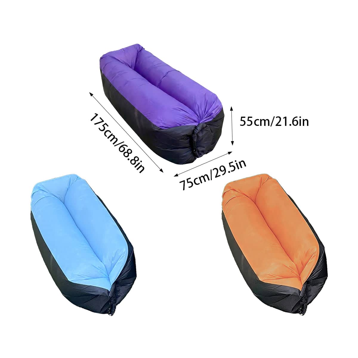 Inflatable Sofa Outdoor Portable Air Lounge Camping Foldable Couch Lightweight - Purple - view 4