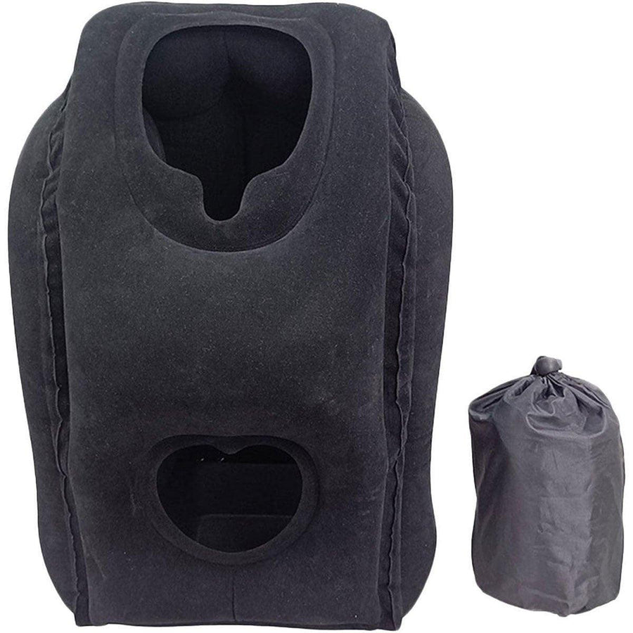 Inflatable Travel Pillow with Storage Bag - Black