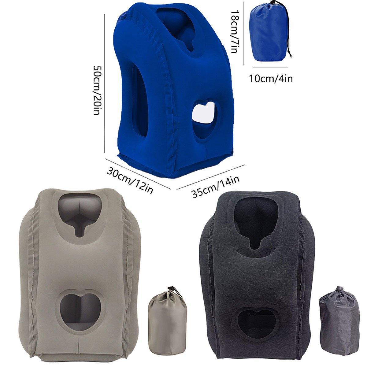 Inflatable Travel Pillow with Storage Bag - Black - view 4