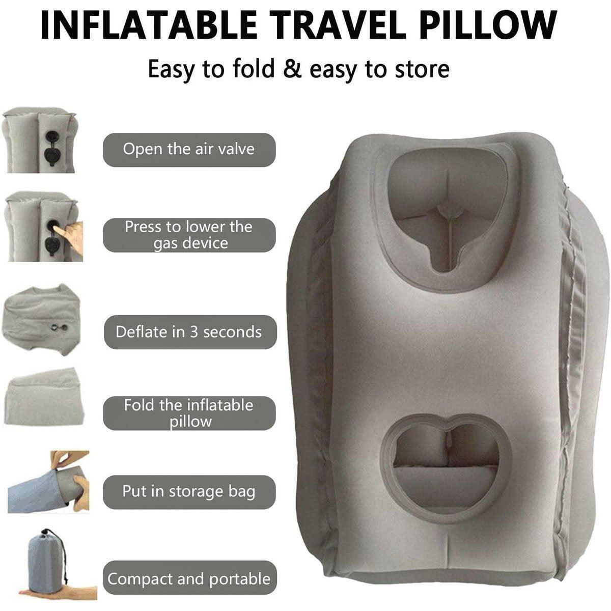 Inflatable Travel Pillow with Storage Bag - Black - view 5