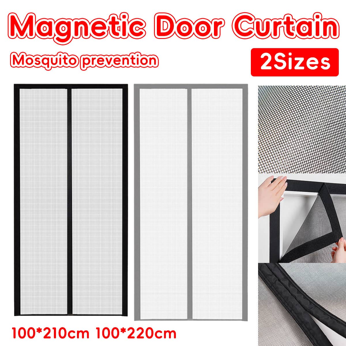 Insect Proof Self-Sealing Door Curtain - Grey, 100 x 220 cm - view 2
