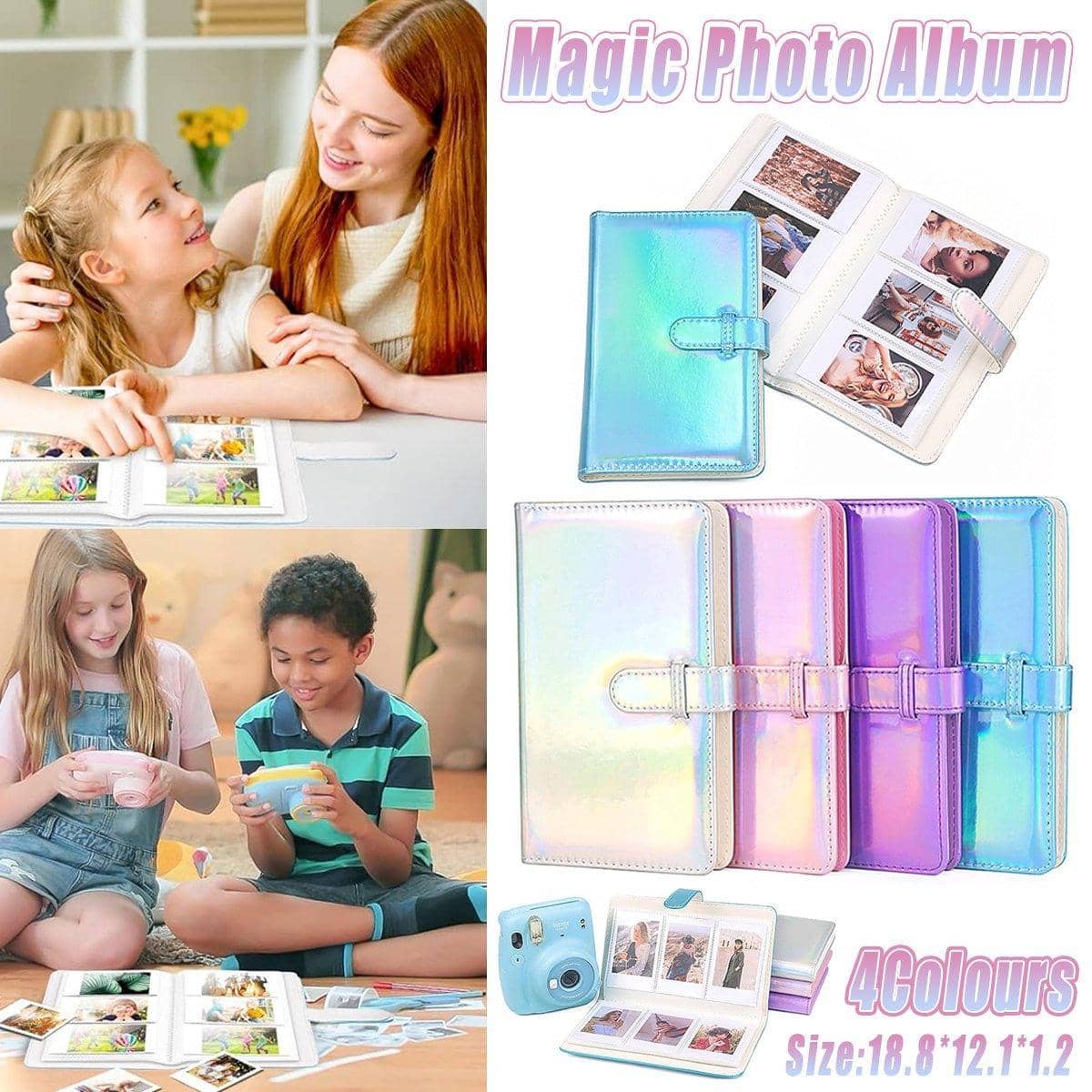 Instant Photo Album for Fujifilm Instax Mini 8, 9 and 11, 96 Pockets - Holographic Pink - view 2