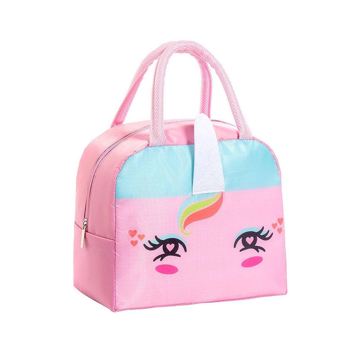 Insulated Bento Lunch Bag, Oxford Cloth - Pink Unicorn, 23 x 19 x 14 cm