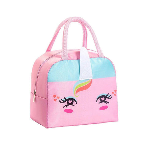 Insulated Bento Lunch Bag, Oxford Cloth - Pink Unicorn, 23 x 19 x 14 cm