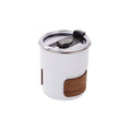 Insulated Camping Tumbler with Flip Lid and Wood Grain Grip, 300 ml - White