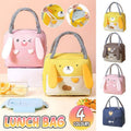 Insulated Canvas Lunch Bag Cooler Tote with Bear Design - Navy - view 2