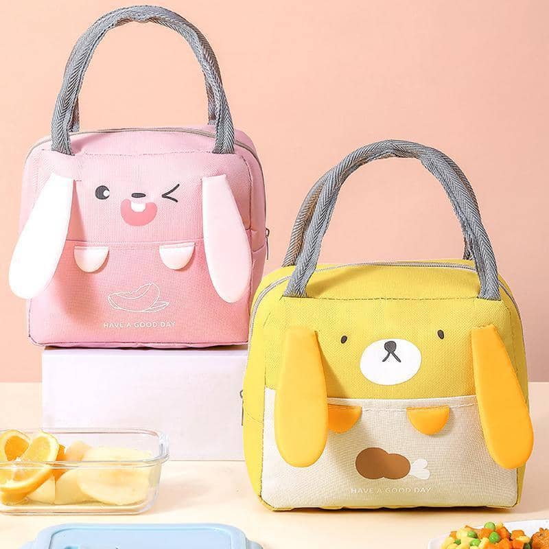 Insulated Canvas Lunch Bag Cooler Tote with Bear Design - Navy - view 4