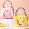 Insulated Canvas Lunch Bag Cooler Tote with Bunny Design - Pink - view 4