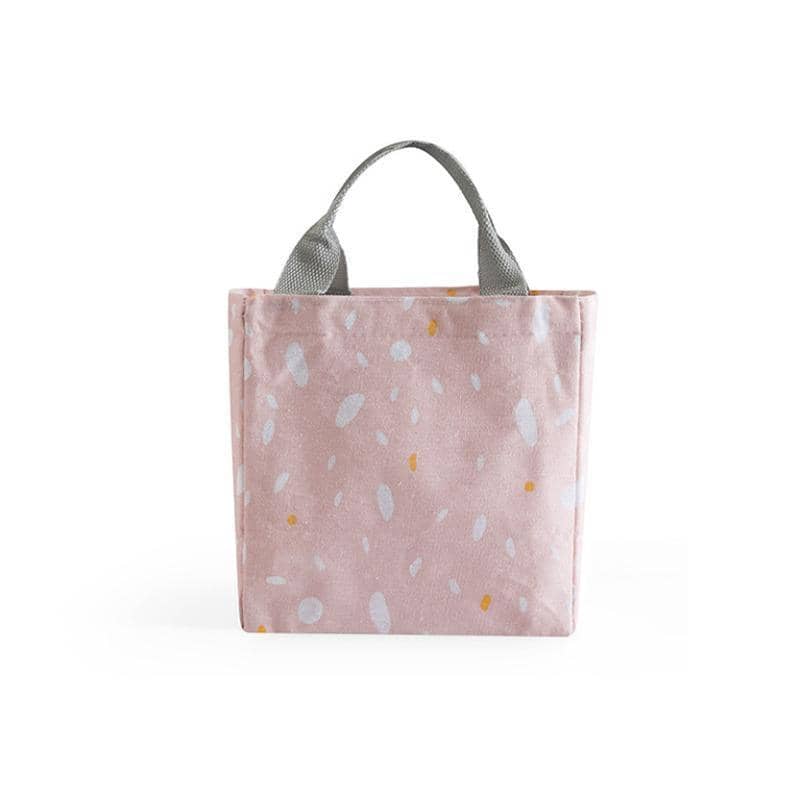 Insulated Canvas Lunch Bag Tote - Style D01, 20 x 19 x 13 cm