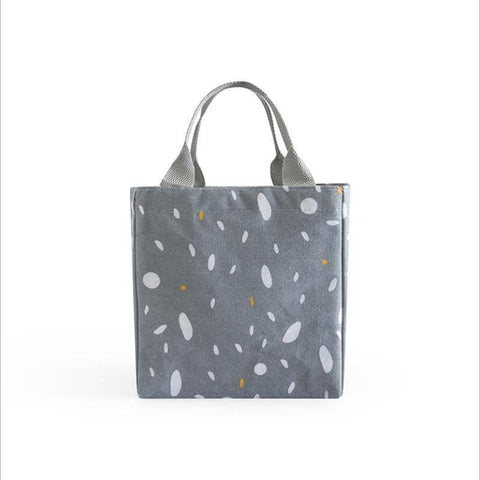 Insulated Canvas Lunch Bag Tote - Style D02, 20 x 19 x 13 cm