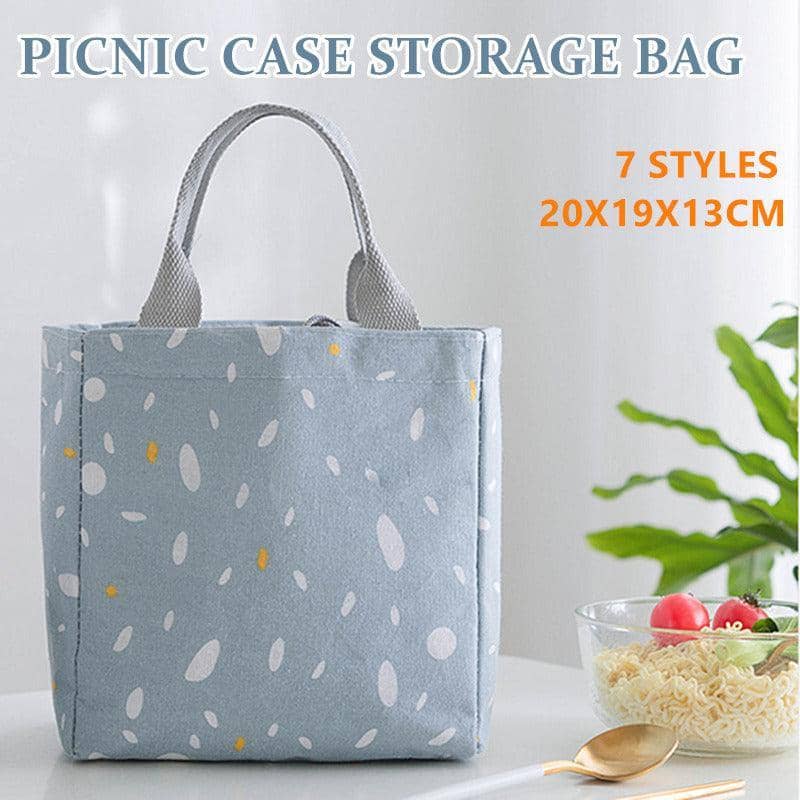 Insulated Canvas Lunch Bag Tote - Style D07, 20 x 19 x 13 cm - view 2