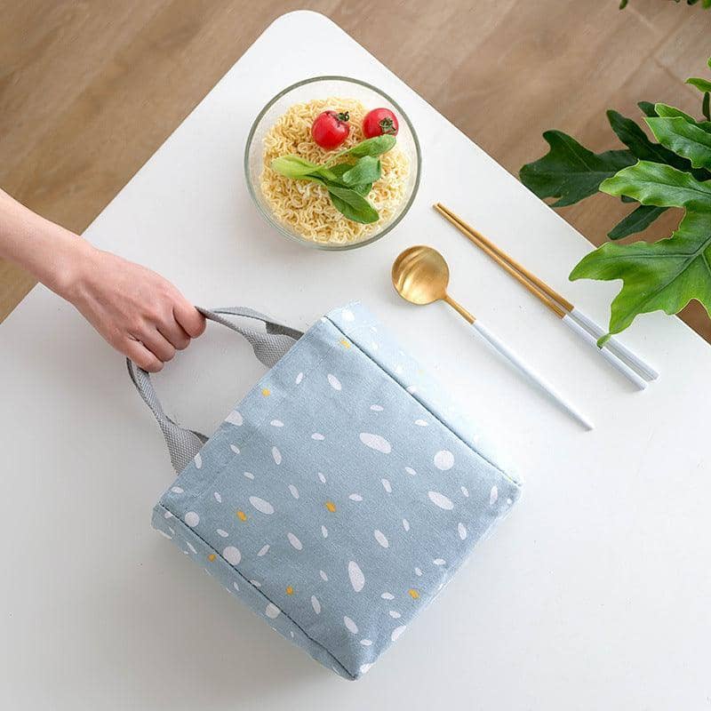 Insulated Canvas Lunch Bag Tote - Style D07, 20 x 19 x 13 cm - view 5