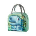Insulated Kids Lunch Bag, 3D Cartoon Oxford Fabric - Green Dinosaur