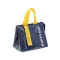 Insulated Lunch Bag with Foil Lining - Dark Blue with Yellow Handle