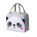 Insulated Neoprene Lunch Bag with Zip - Panda Design, Grey and White