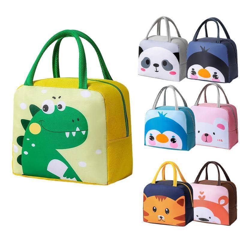 Insulated Neoprene Lunch Bag with Zip - Panda Design, Grey and White - view 3