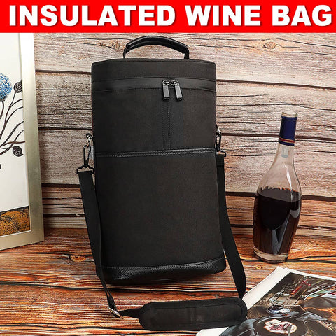 Insulated Portable Wine Bag for Two 750 ml Bottles, Picnic Bag