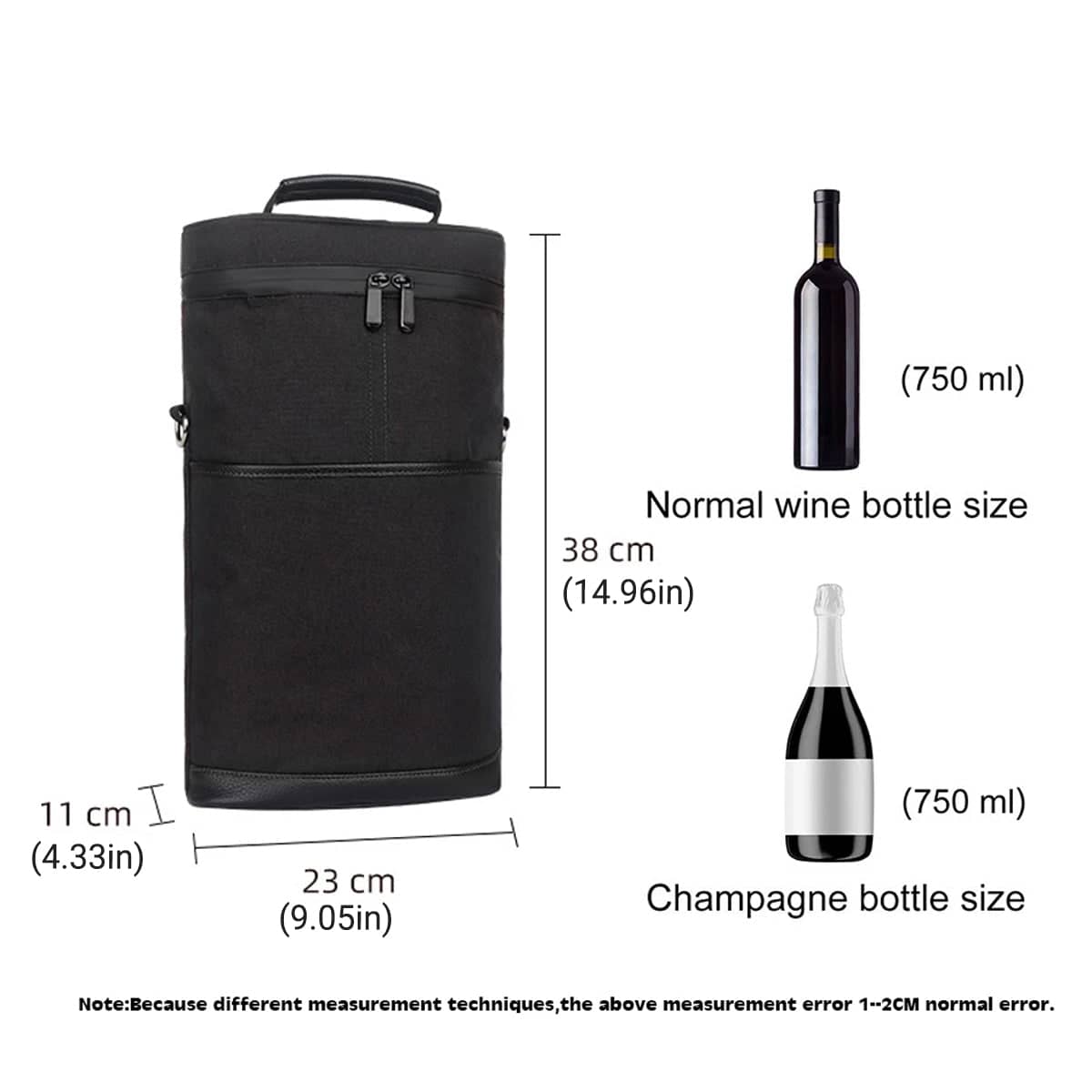 Insulated Portable Wine Bag for Two 750 ml Bottles, Picnic Bag - view 3