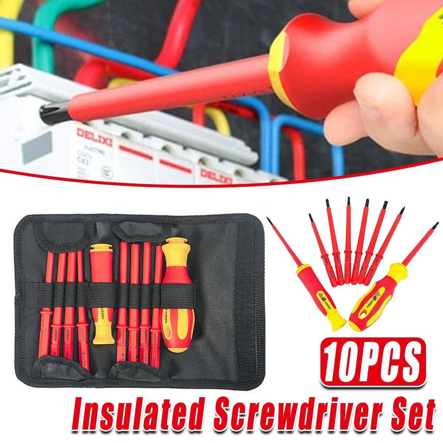 Insulated Screwdriver Set, 10 Pieces with Carrying Bag