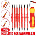 Insulated Screwdriver Set, Pack of 7 with Handle and Interchangeable Tips for Electrical Maintenance
