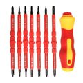 Insulated Screwdriver Set, Pack of 7 with Handle and Interchangeable Tips for Electrical Maintenance - view 2