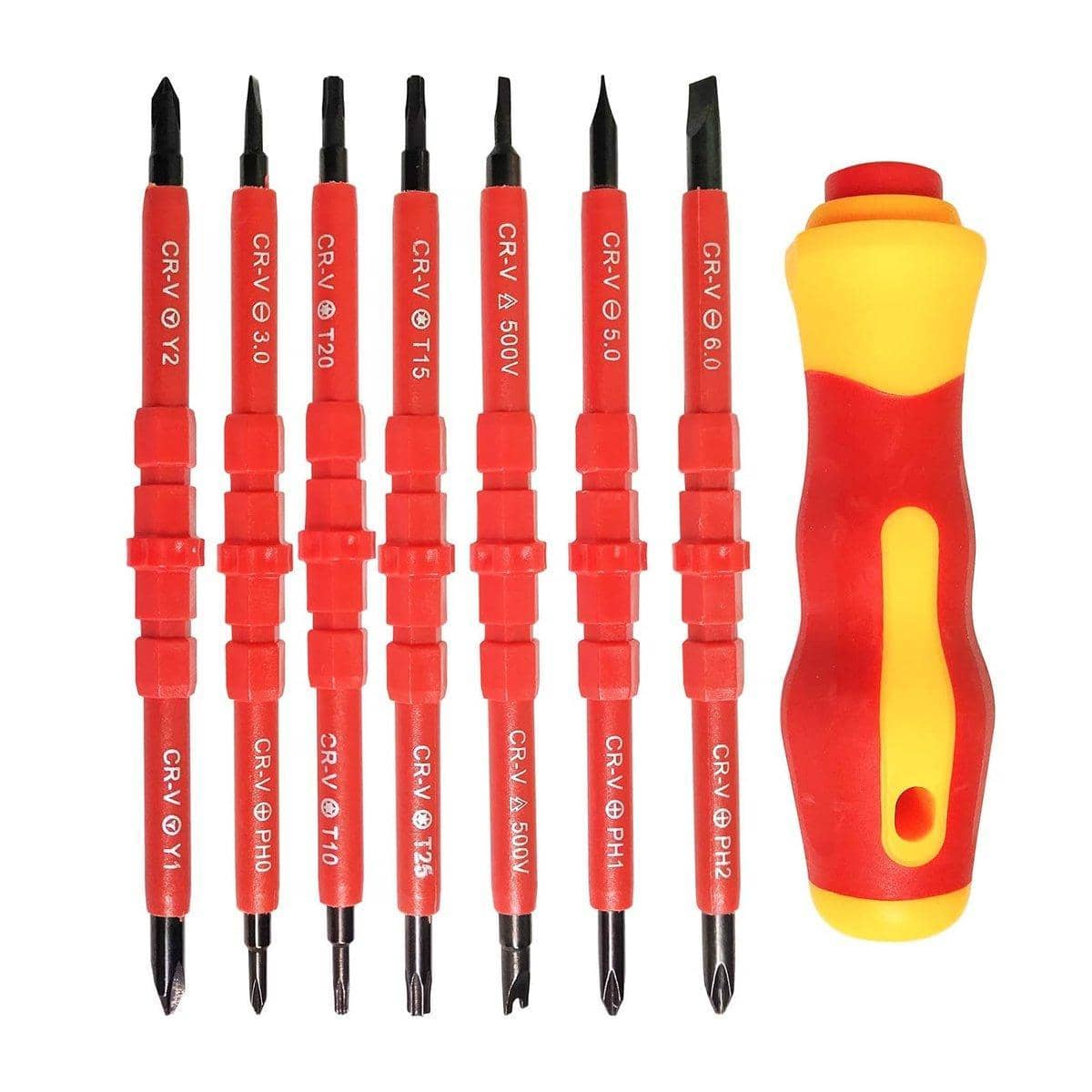 Insulated Screwdriver Set, Pack of 7 with Handle and Interchangeable Tips for Electrical Maintenance - view 2